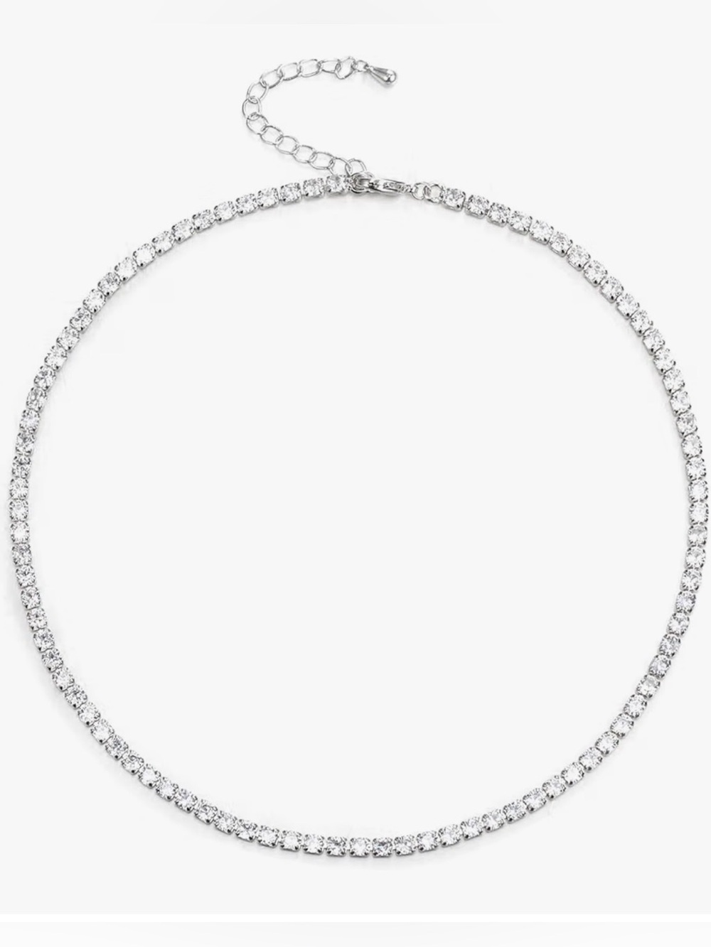 Silver Plated CZ Tennis Necklace. New.